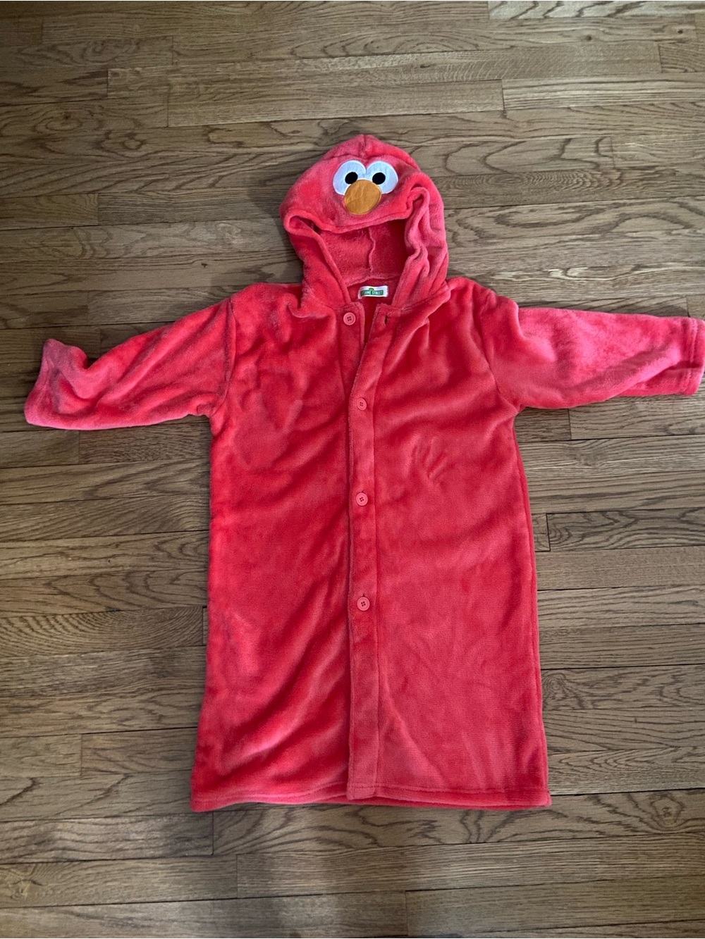 Worn once Japanese Sesame Street Kid's plushy Elmo Sleep Robe hood 7-8 years old